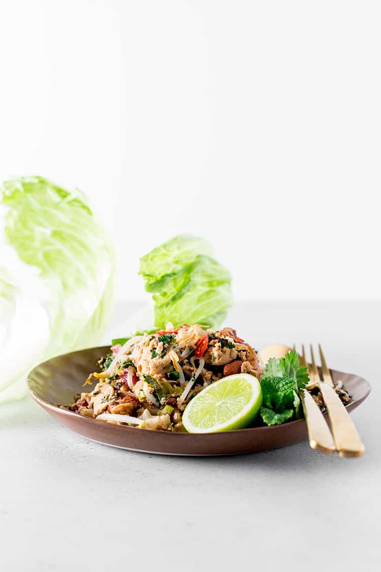 Cauliflower, peanut and tofu larb (vegan and gluten free). 