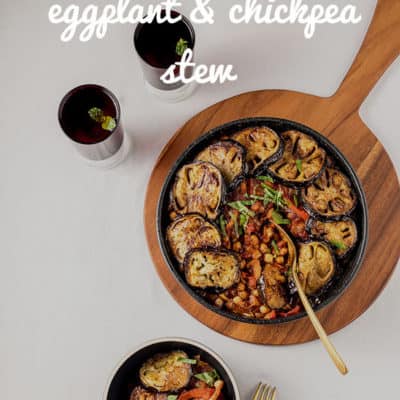 Maghmour is a boldly flavoured Lebanese vegetable stew with plenty of garlic and spice, tender fried eggplant, chickpeas and the deep, musky flavour of dried mint. Vegan and gluten free.