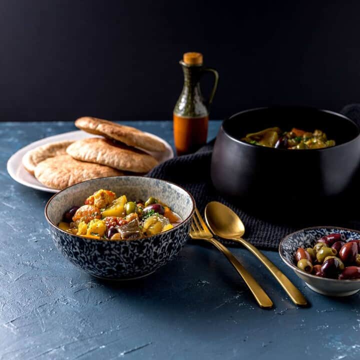 Vegetable and olive tagine.