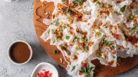 Rice paper crisps with Vietnamese inspired toppings - Quite Good Food